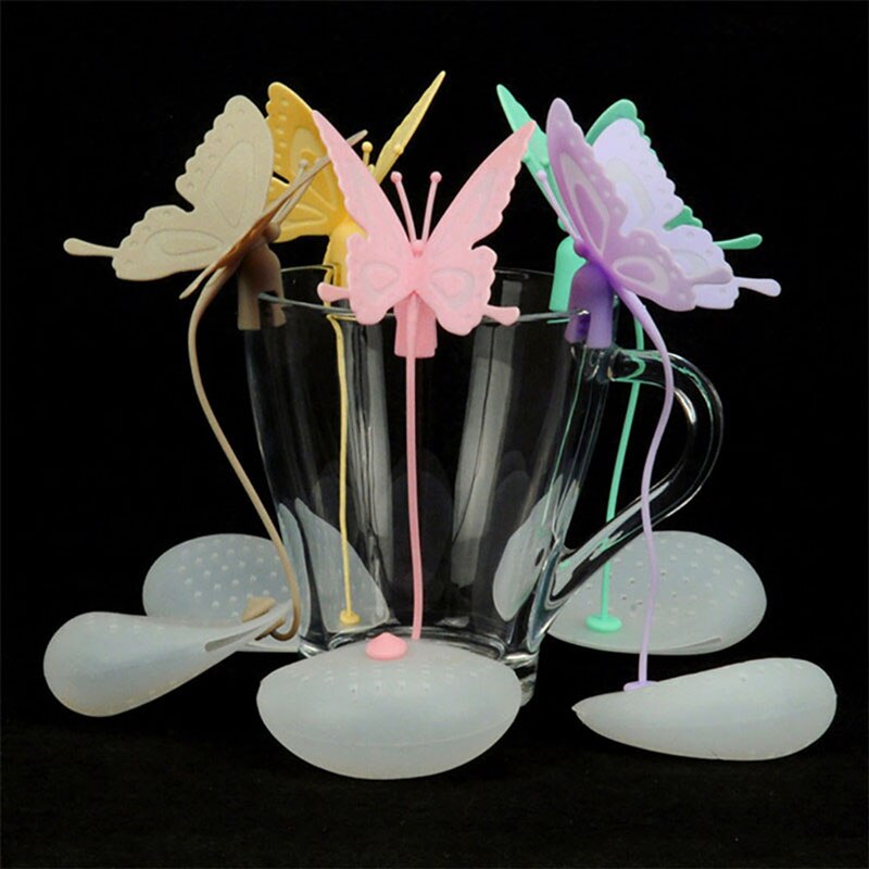 Tea Infuser Filter Strainer Butterfly Shaped Strainer Silicone Tea Bag Holder Reuseable Food Safe Filter Kitchen Accessories