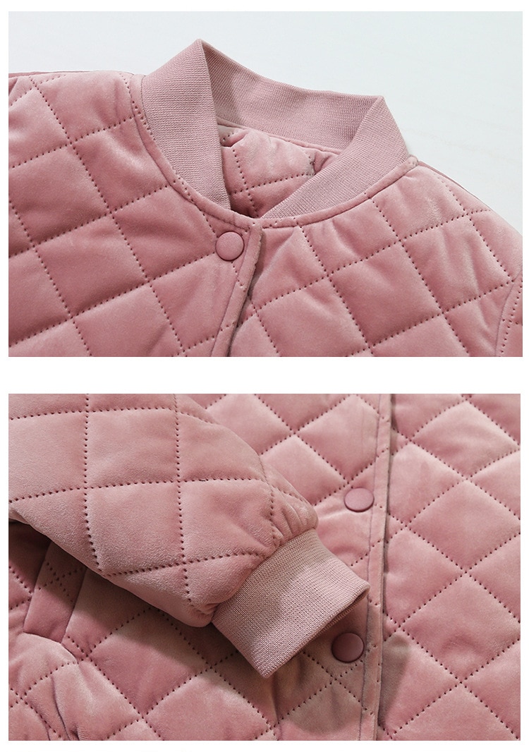 Jacka dam guld sammet vadderad baseball uniform kappa harajuku bomull kostym chaqueta mujer dunjackor kvinnliga kläder  b92303