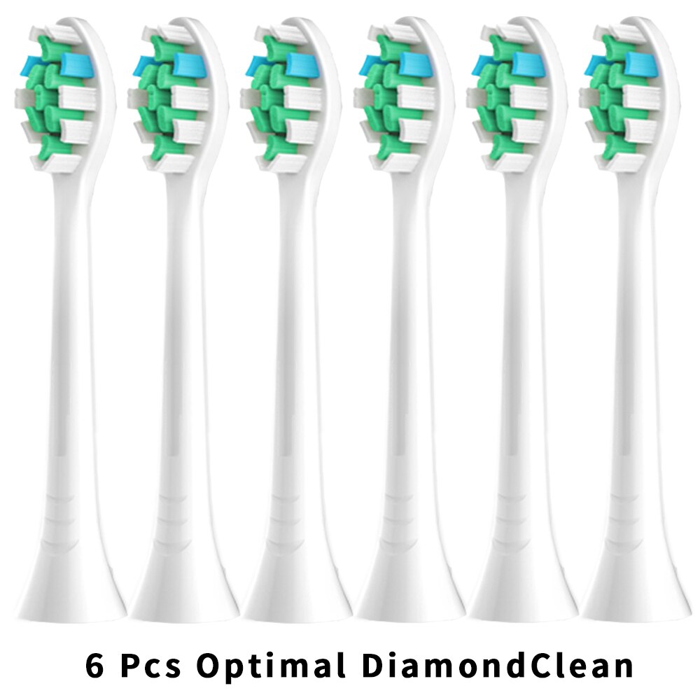 Replacement Toothbrush Heads Compatible with Phillips Sonicare Fits 2 Series 3 Series Plaque Control DiamondClean FlexCare: 6Pcs-WH-Diamond