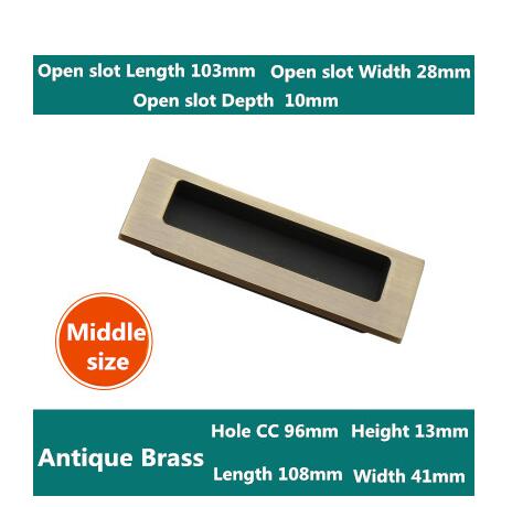 Tirador envejecido oculto para muebles rojo bronce cobre cocina gabinete perillas armario cajón tiradores de puertas agujero CC 64mm/96mm/128mm