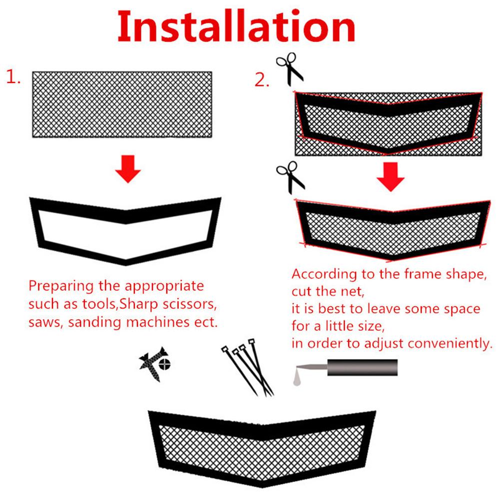 Universele Aluminium Auto Voertuig Black Body Grille Netto Mesh Grill Sectie