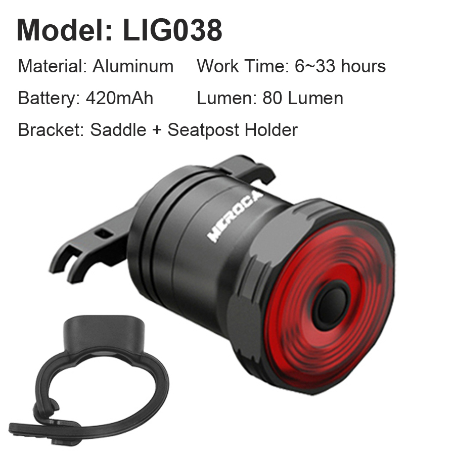 Newboler Fiets Inductie Achterlicht Auto-Start/Stop Mtb Fiets Led Licht Waterdicht Fietsen Achterlichten Usb Charge 24H Werktijd: LIG038