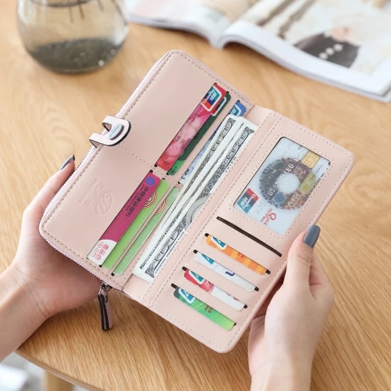 Women PU Leather Wallets Female Long Purses Card Holders 5.5 inch Phone Purse Big Capacity Strap Clutch