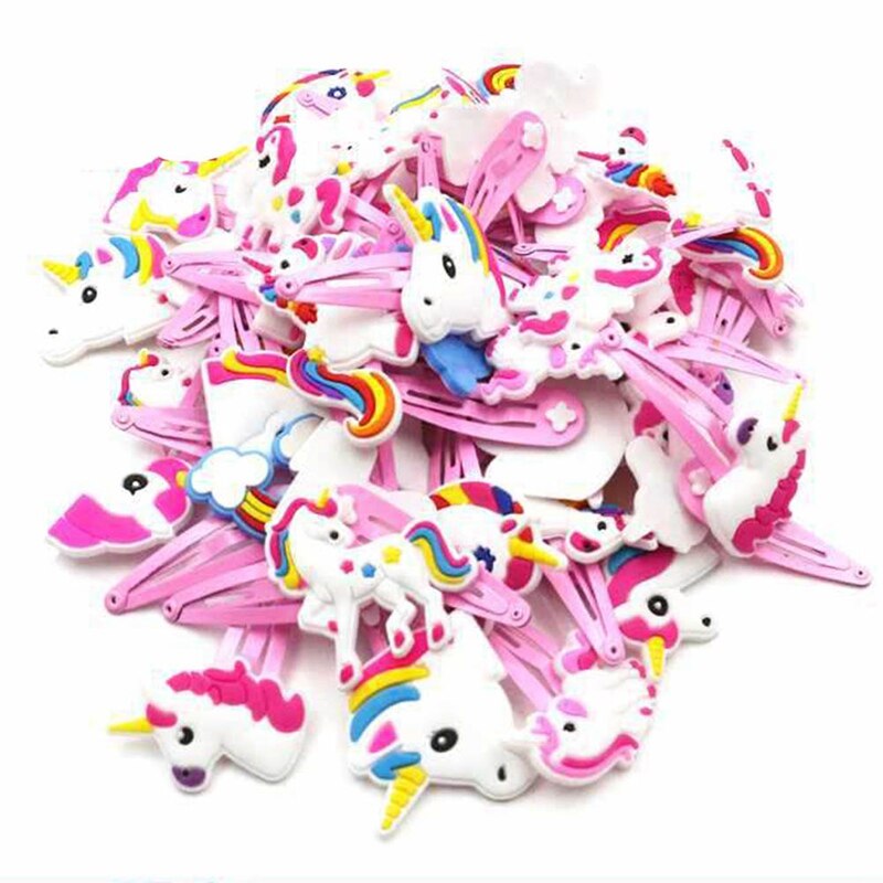 12 unids/lote niños niñas unicornio caballo pinzas encantadoras para el pelo Animal de dibujos animados de horquilla de cabello para Niña Accesorios pelo pasador