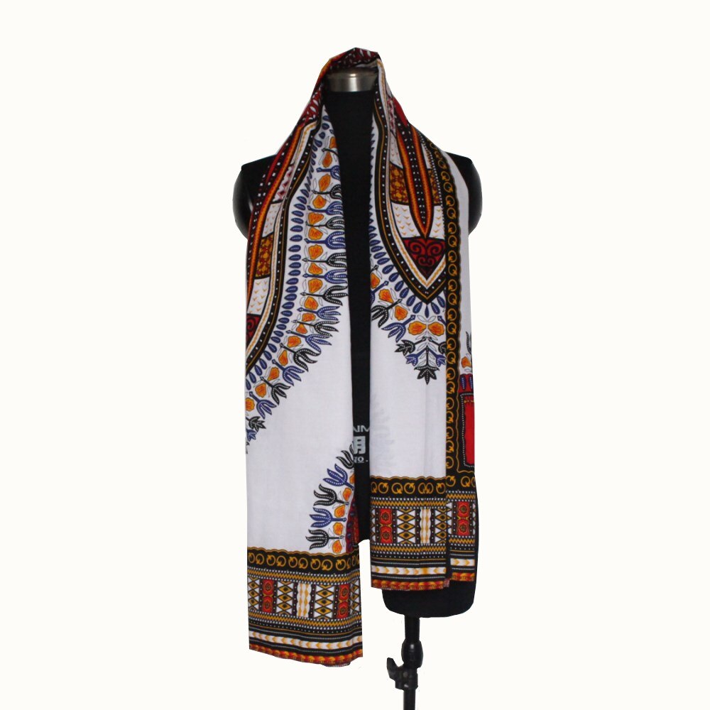 Mr hunkle vinter overdimensioneret plaid afrikansk print unisex bomulds wrap dashiki tørklæde: Gc hvid