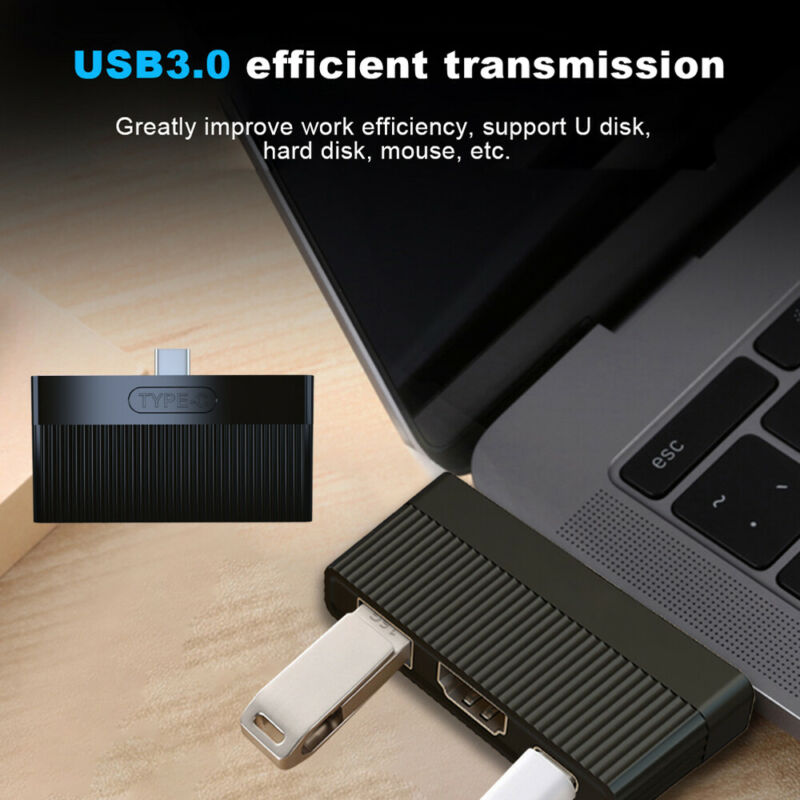 Type c naar hdmi/usb 3.0/pd 4k hdmi-adapterkabel 3 in hub voor macbook pro oplaadpoort adapterkabel usb- 1