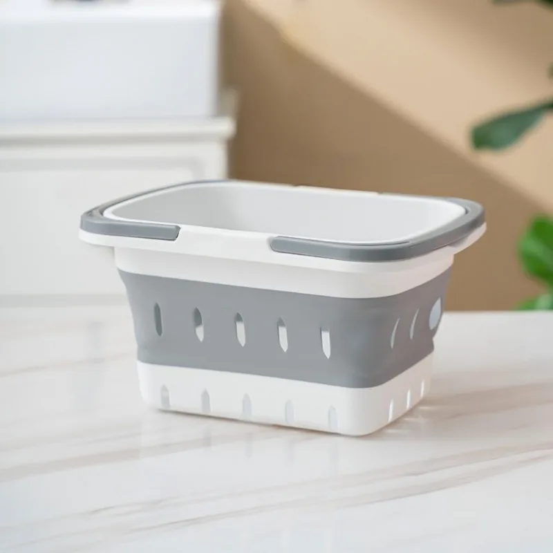 Opvouwbare wasmand Ellips Ovale badkuip - Draagbare waskuip Ruimtebesparende wascontainers Home Organizer Basket: GRIJS