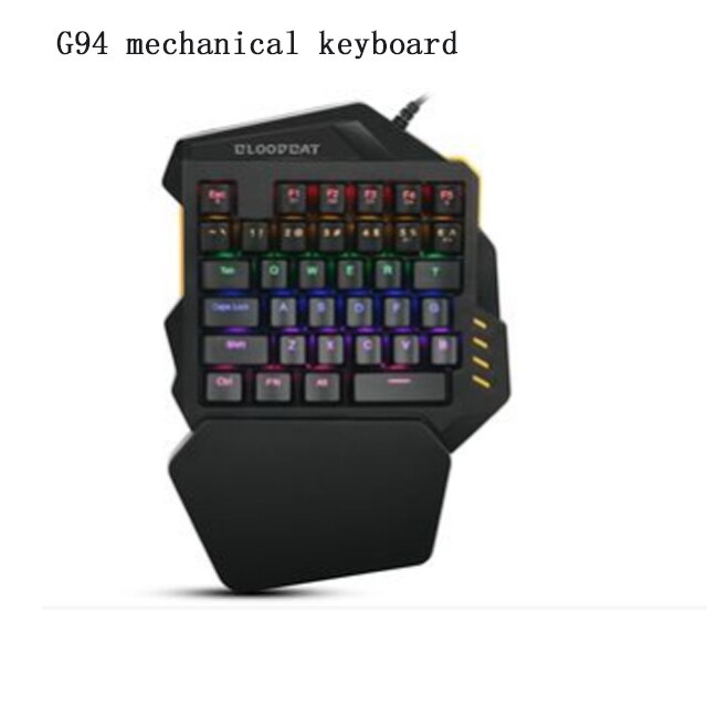 G94 USB Wired Single keyboard 35 keys keypad G18 6400DPI Mouse Combos One Handedly for Smart Mobile phone 7 Colors LED Backlight: G94 mechanical