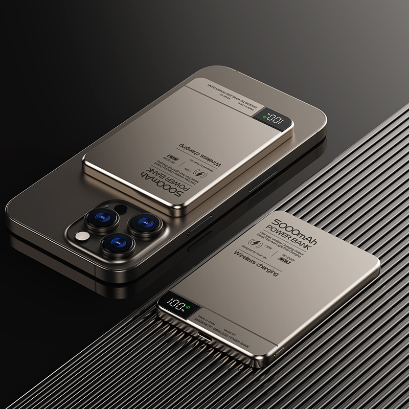 Magnetisk trådløs powerbank med hurtig opladning til magsafe, powerbank, iphone 16, 15, 14, 13, 12, 11 pro max , 10000 mah , pd20w, : Guld