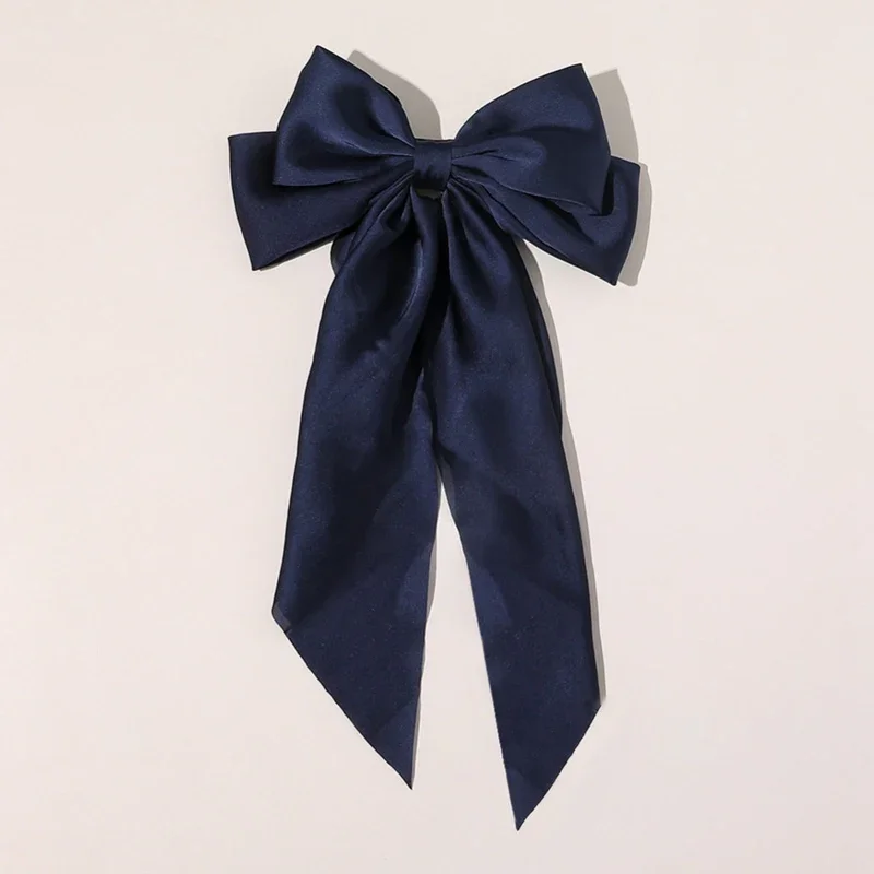 Épingle à cheveux à grand nœud pour femmes et filles, bandes de sauna coréennes, barrettes à gros nœud papillon, pince à queue de cheval pour document solide, accessoires pour cheveux de mariage: Bleu profond