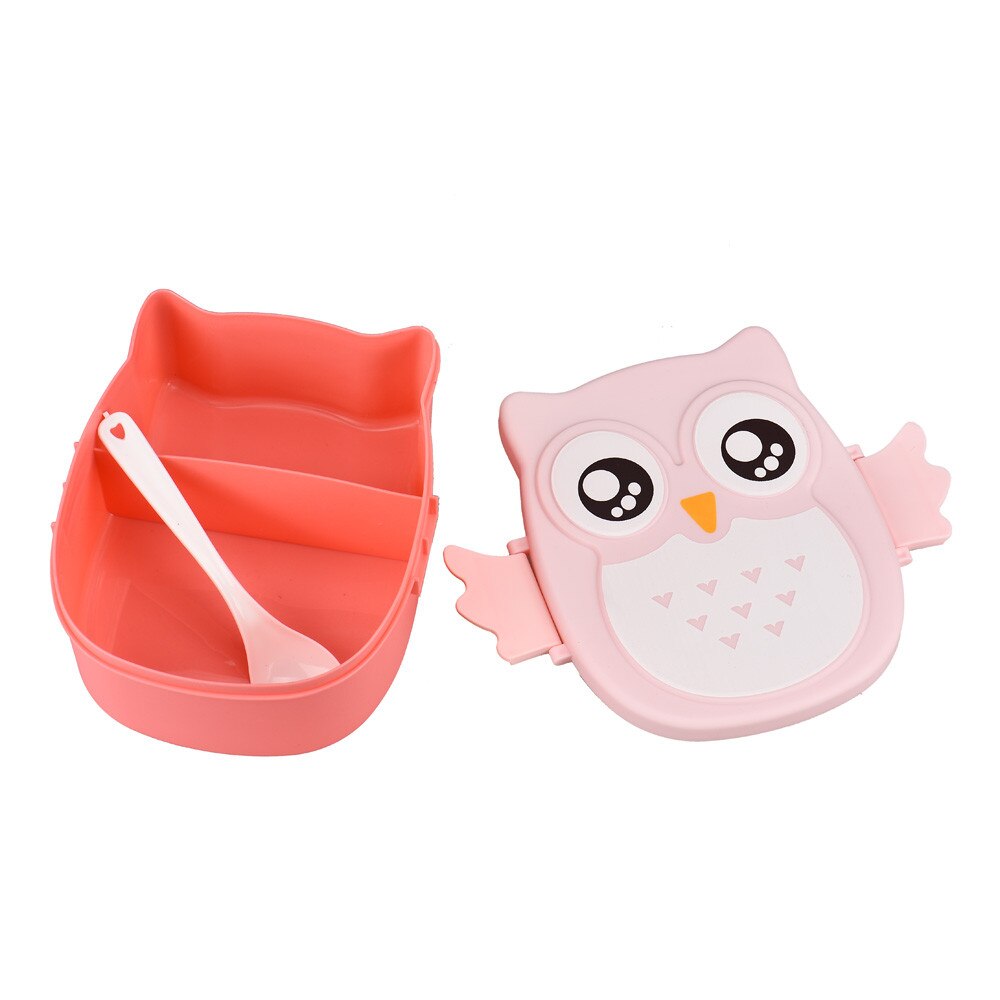 Uil Vormige Lunchbox Met Compartimenten Lunch Voedsel Container Met Deksels Almacenamiento Cocina Draagbare Bento Box Voor Kinderen School: Pink