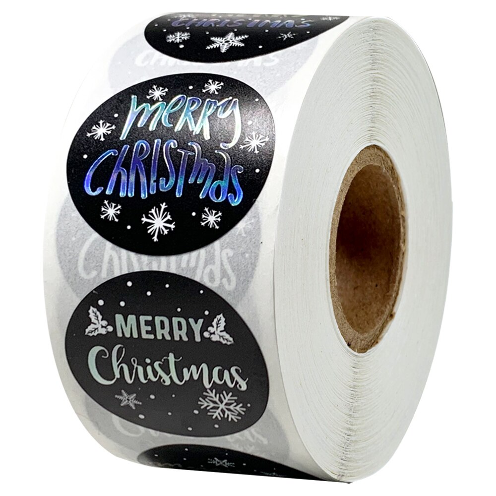 500 Pcs/Roll Merry Christmas Stickers Seal Labels Gold Silver 1 Inch Round Stickers For Handmade Sticker Card Box Package Labels: Colorful silver