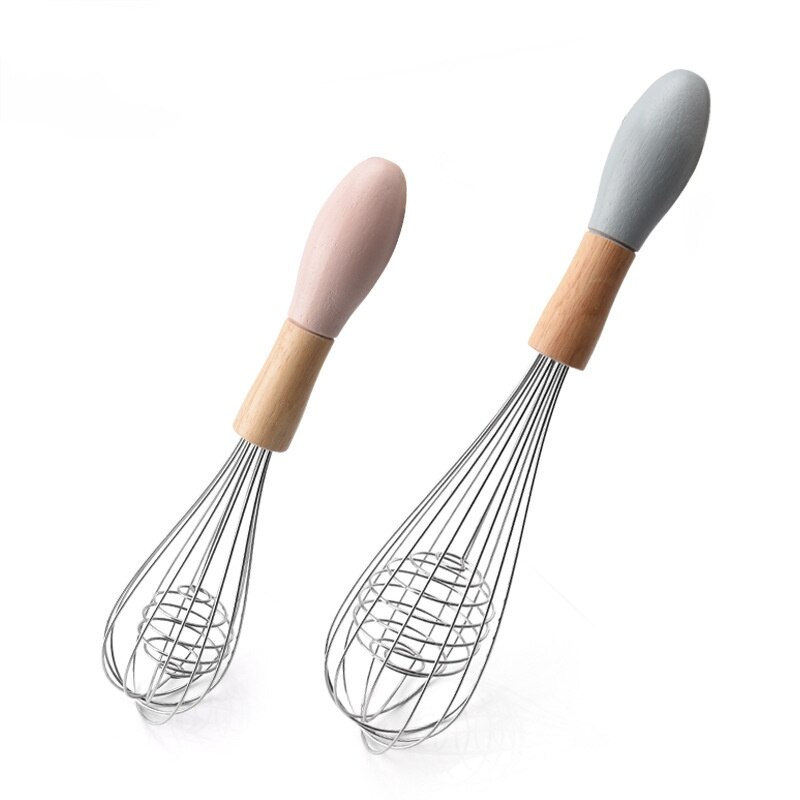 Batteur à œufs manuel multifonction avec manche en bois, en acier inoxydable, Gadgets de cuisine, fouet à œufs rotatif, accessoires de cuisine,