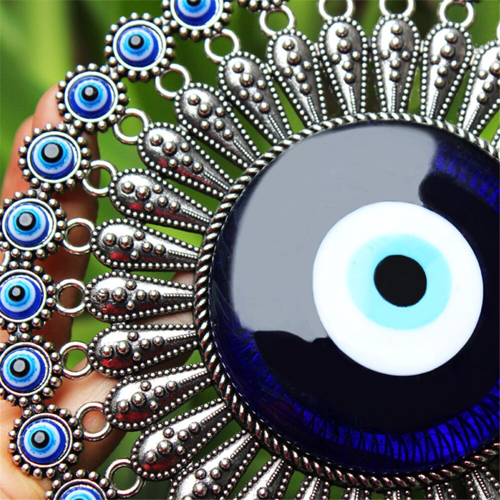 1PC rétro bleu gros yeux turcs Style salon Style européen argent métal maison jardin décoration pendentifs muraux