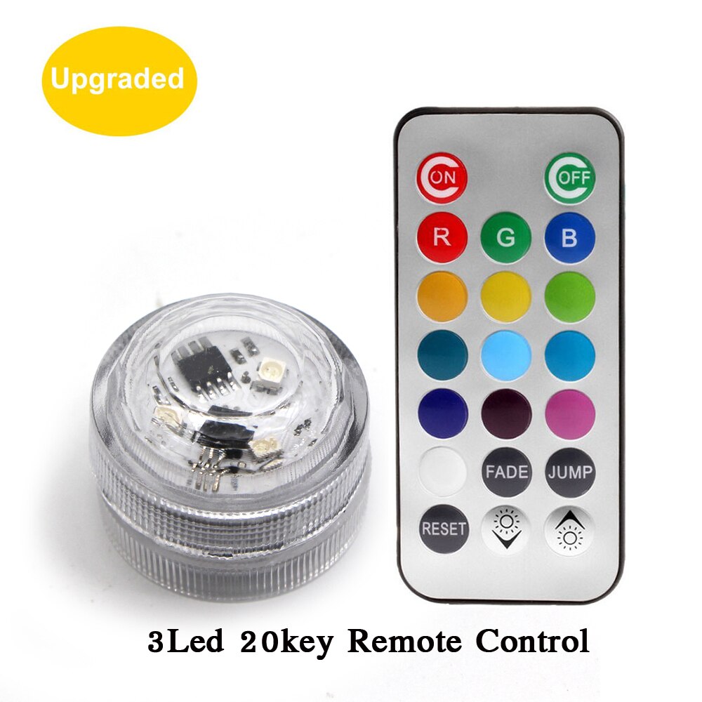 Ip68 waterdichte, veelkleurige onderwaterlampen met 3 leds, op batterijen, rgb-nachtlampje voor aquariums, afstandsbediening
