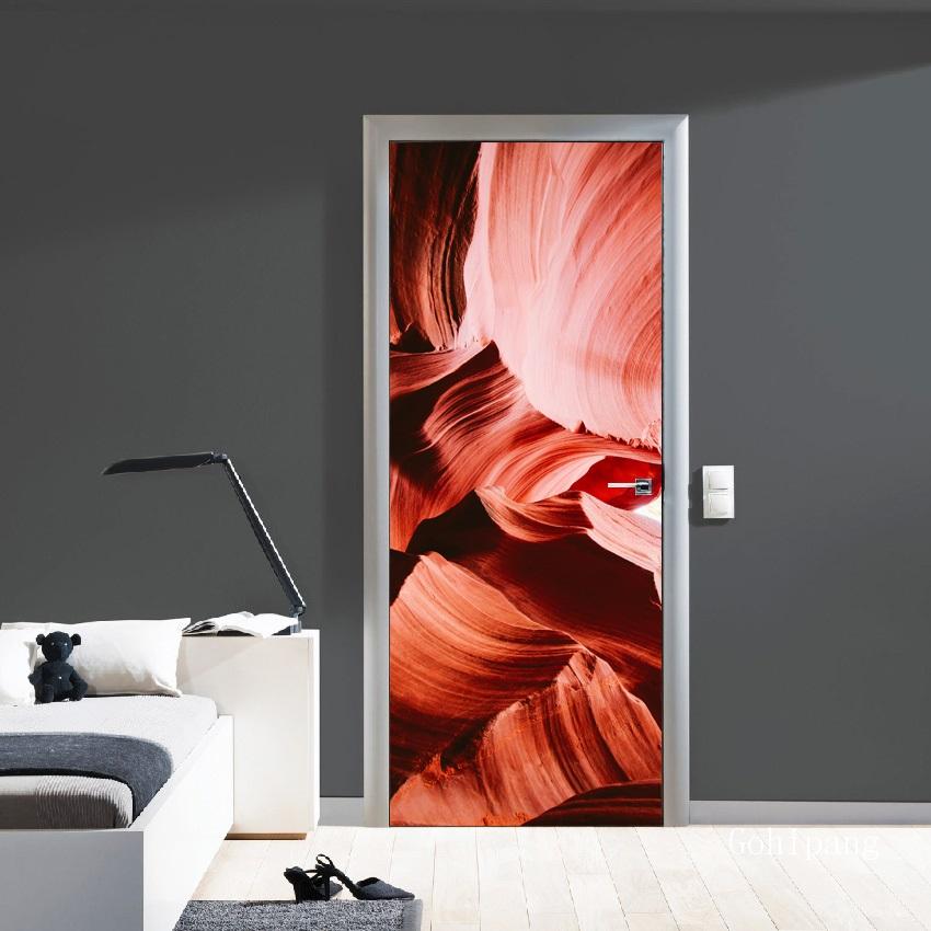 Abstract Style 3D Geometric Door Sticker DIY Renovation Mural Waterproof Print Picture Home Decor Renovation Poster PVC Sticker: Door LXR579202 / 77x200cm