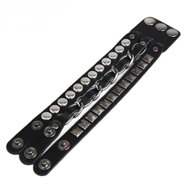 Punk rock klinknagel meerdere lagen cirkels piramide stud ketting leren armband