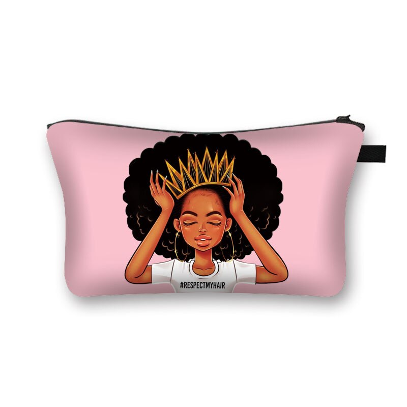 Dio Dice Che Sono di Colore Nero Sacchetti Cosmetici Afro Donne Sacchetti di Trucco Nero È Bello Delle Signore Caso Cosmetico Ragazze Organizzatori Bag: hzbafro21