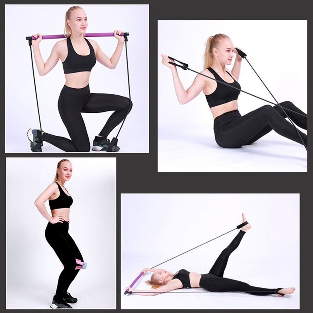 Pilates Bar Kit with Resistance Band Yoga Exercise Pilates Bar with Foot Loop Yoga Pilates Stick