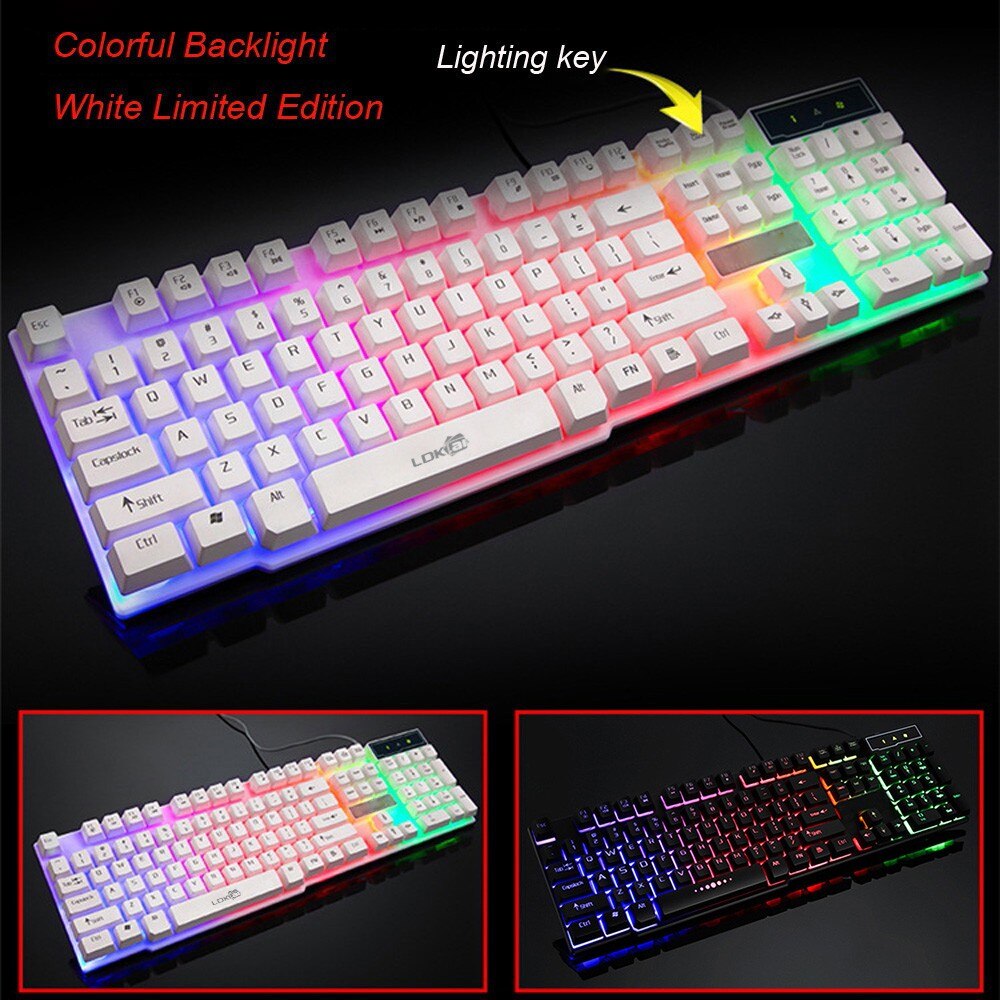 Colorful Crack LED Illuminated Backlit USB Wired PC Rainbow Gaming Keyboard Desktop Office Entertainment For Laptop Pc Gamer
