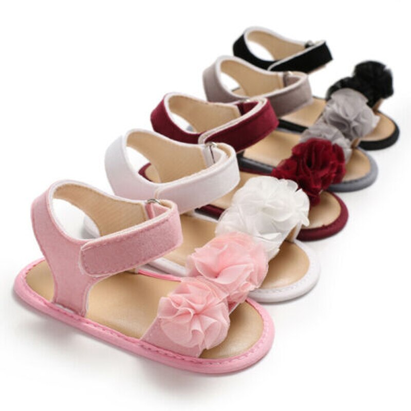 Spedbarn baby jente myk såle blondere blomster sandaler smålåve sommer sko sandaler