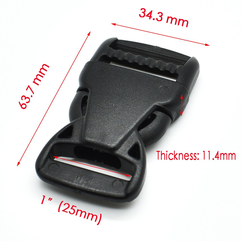 1pcs/pack Plastic Side Release Buckle Belt Buckle Package accessories Ribbon Slider Dog Collar Black