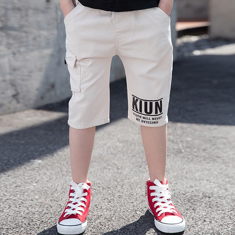 Børn drenge sommershorts tynde børn bomuldshør fritidsshorts til skoledrenge 110-160 dwq 725: Beige / 110cm