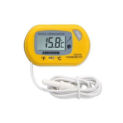 Aquarium Fish Tank Thermometer Reptiles Lizard Turtle Thermometer with Suction Cup Digital Dual Scale: Yellow