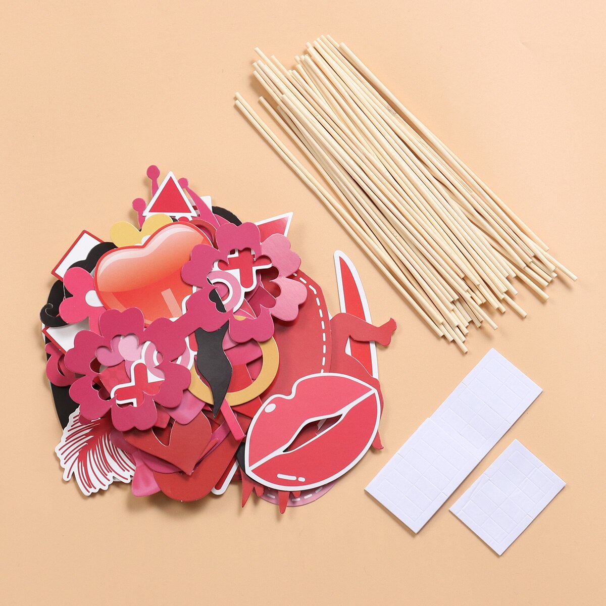 41pcs Valentines Romantic Decoration Photo Booth Props Sticks Prop Kit for Engagement Bridal Shower Wedding Party Valentines Day