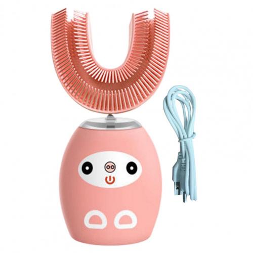 1 Set Elektrische Tandenborstel Cartoon Vorm 360 Graden Reinigen 3 Modi Kids Automatische Ultrasone Tandenborstel Voor Peuter: Pink B