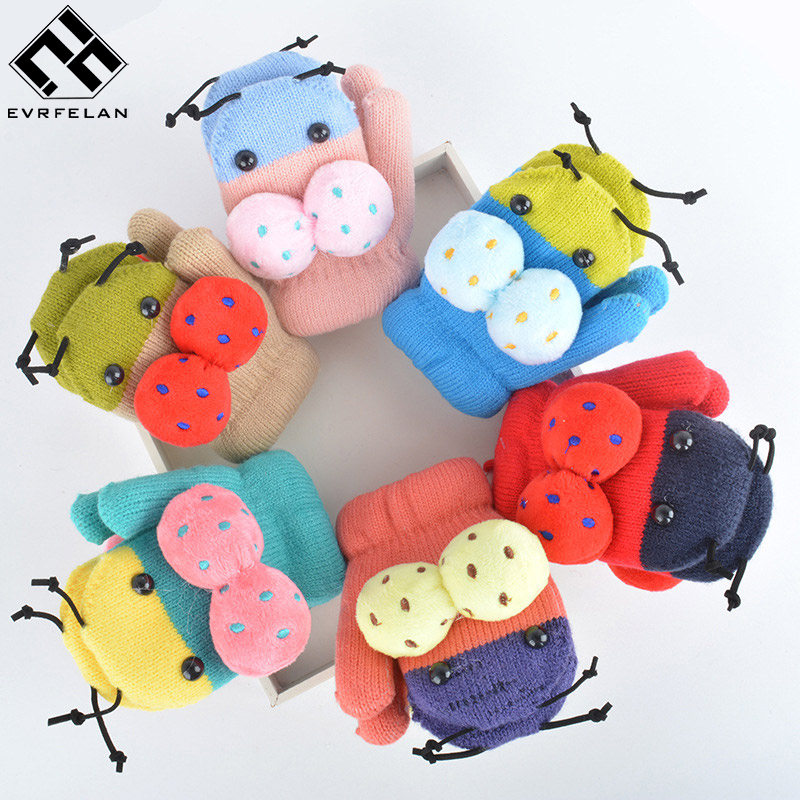 Evrfelan søte låve vinterhansker strikket tykkere bomulls golves & votter unisex takrenne jenter vinter votter