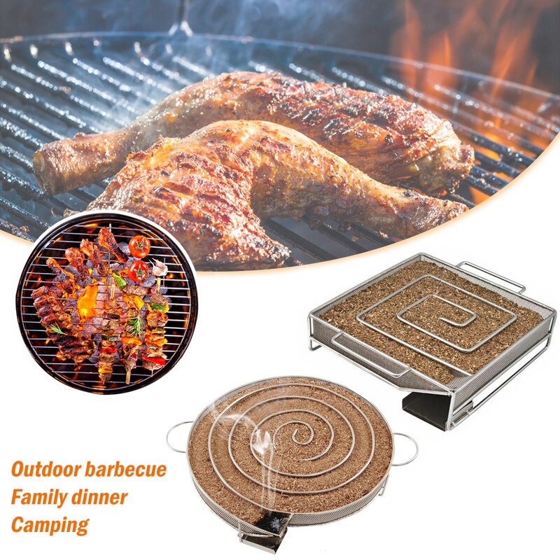 Meibum kold røg generator pille ryger bakke camping rustfrit stål grill tilbehør kød bacon fisk grill bageværktøj