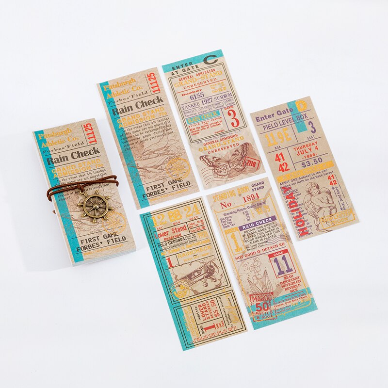 Yoofun 50pcs/lot Memo Pads Sticky Notes Bill Traveller Vintage Deco Paper Junk Journal Diary Scrapbooking Stickers Office School: c