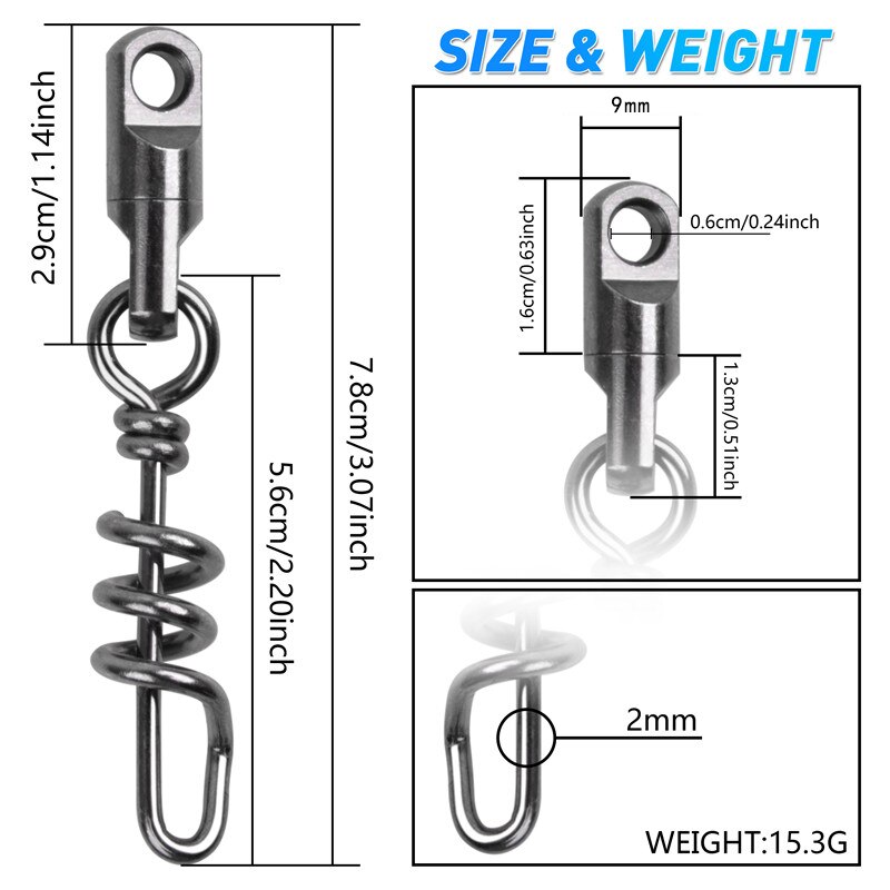 20Pcs/lot Heavy Duty Brass fishing swivels 550LB Big game quick link Corkscrew swirl snaps connector jig rig fishing tackle