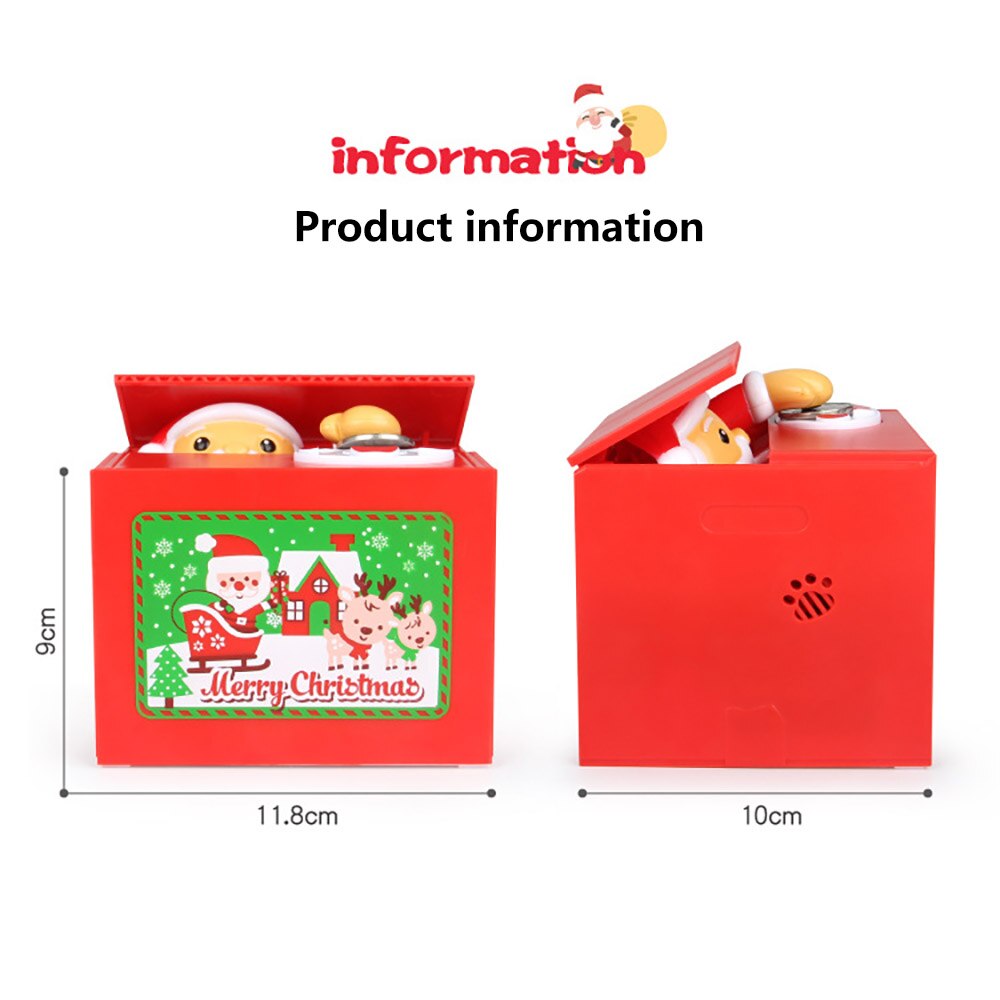 Kid Banking Toys Santa Claus Piggy Bank Cartoon Stealing Coin Santa Save Money Box Christmas Saving Pot Toy Coins Bank Xmas