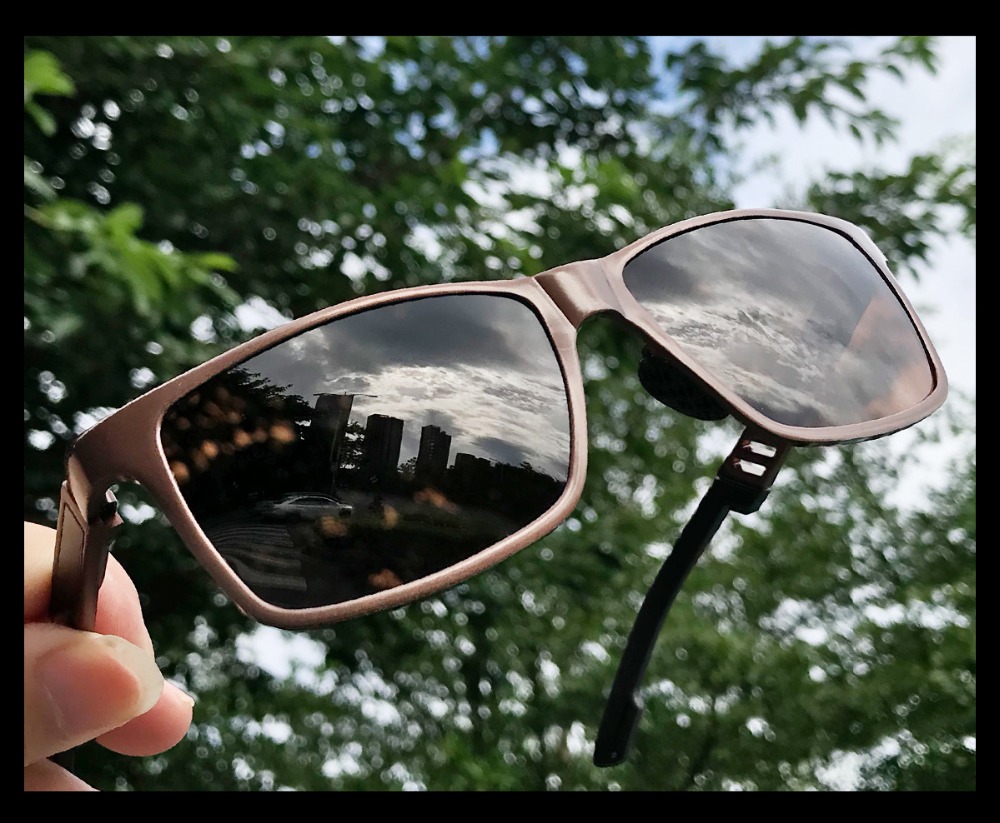 Men Aluminum Magnesium Polarized Fishing Sunglasses Metal Frame Cycling Hiking Climbing Glasses Uv Protection Fishing Eyewear: Brown