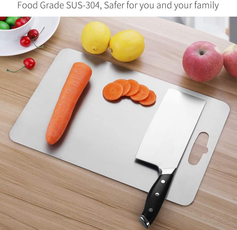 FEBESU Stainless Steel Fruit Cutting Board for Kitchen - Vegetables Choping Board & Best Kitchen Butcher Block for Meat, Cheese,