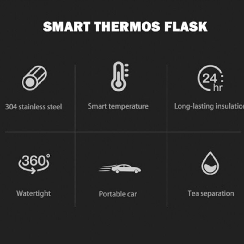 Temperature Intelligent Measurement Thermos 500ml Cup Bottle Touch Control LED Digital Display Coffee Cup Bottle Christmas