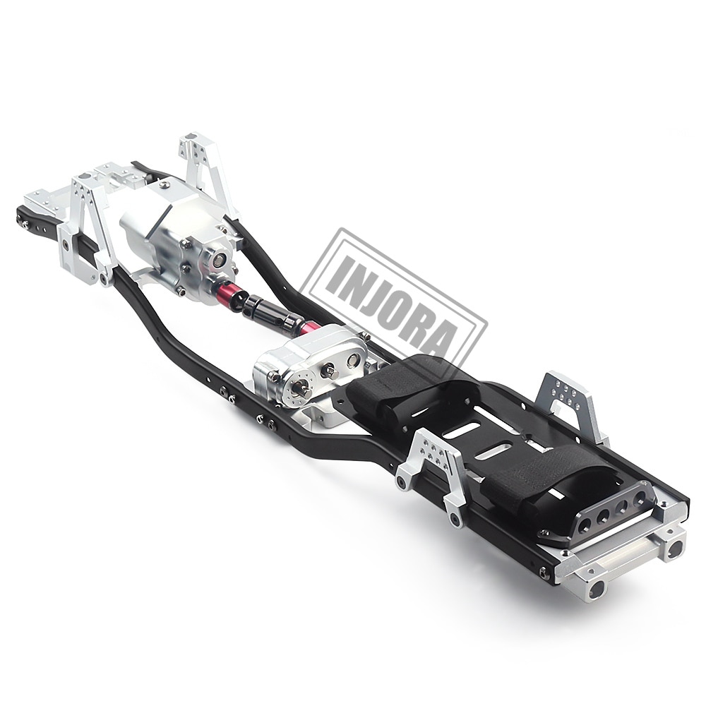 INJORA 313mm 12,3 "distancia entre ejes caja de cambios Prefixal Marco de Metal para 1/10 RC orugas coche Axial SCX10 y SCX10 II 90046