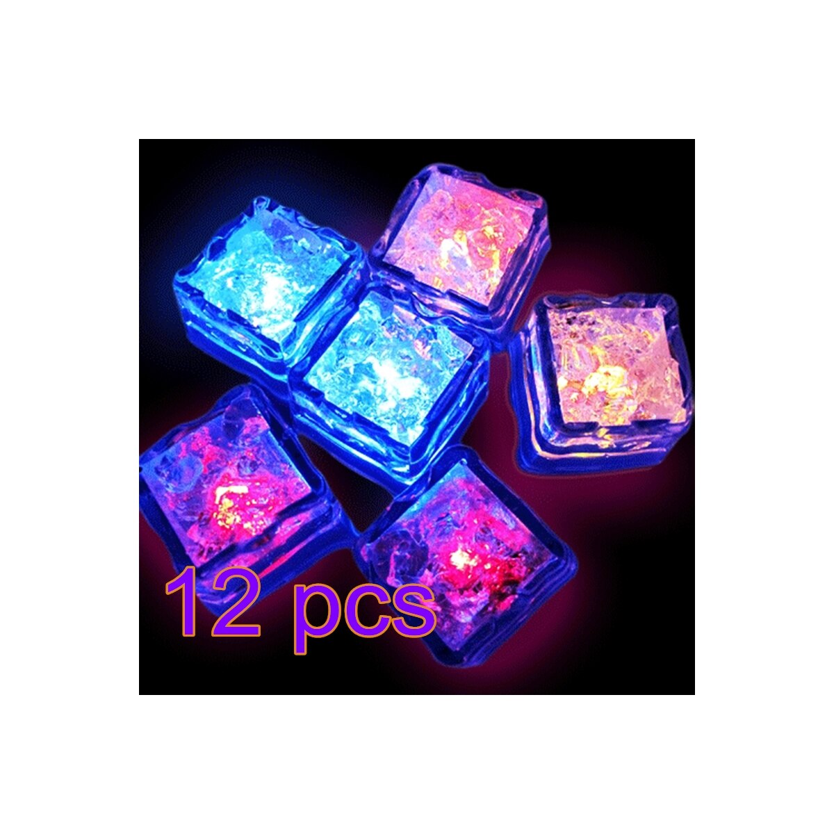 1/12Pcs Led Ijsblokjes Gloeiende Partij Bal Flitslicht Lichtgevende Neon Wedding Festival Kerst Bar Wijnglas decoratie Benodigdheden: 12pc color fastflash
