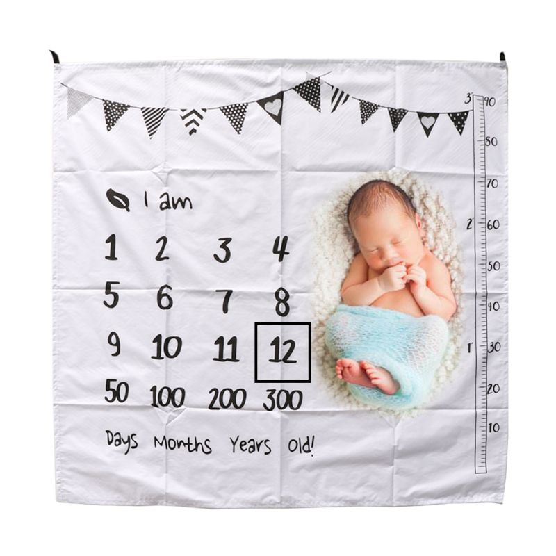 Mantas de hitos para bebé, accesorios de fondo para fotografía de recién nacido, envoltura de baño infantil, 100x100cm