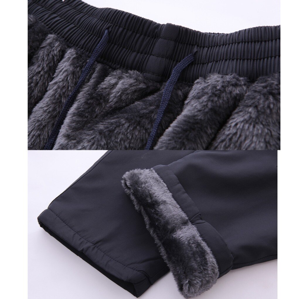 Männer der Winter Super warm Hosen Vlies Dicken Hosen Elastische Taille Samt Jogginghose Reißverschluss Wolle Hosen Außerhalb Jogger für männer