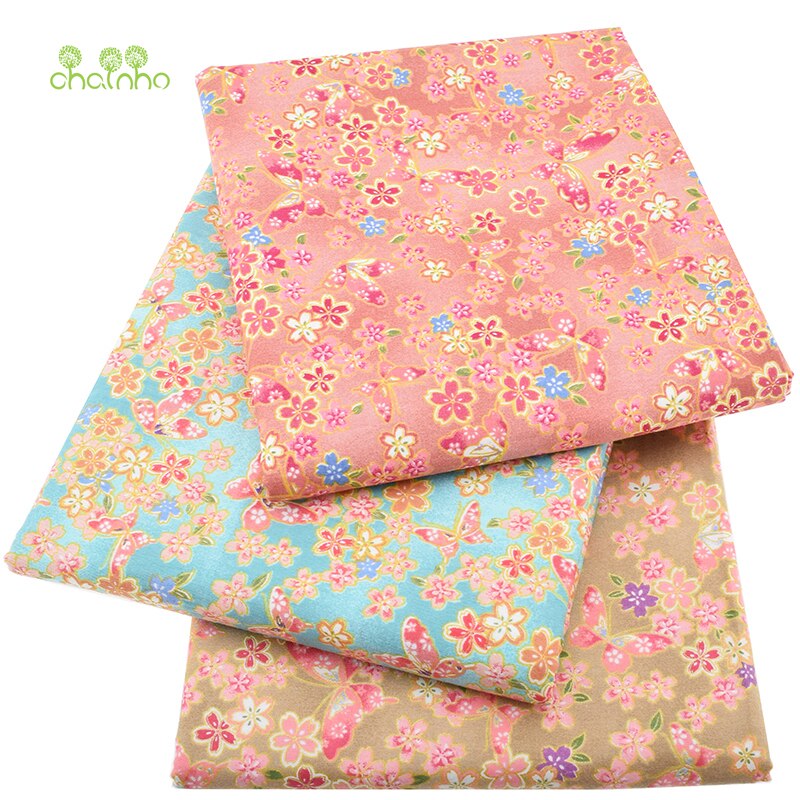 3 Stks/partij, Twill Katoen Stof Patchwork Bronzing Tissue Doek Fat Quarter Bundel Van Handgemaakte Diy Quilten Naaien Textiel Materiaal