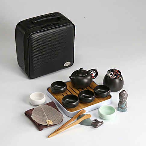 Set of ceramic travel kungfu tea set Simple tea brewing set for outdoor tourism