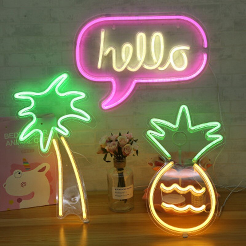 LED Neon Licht Neon Sign met Panel Lampen Neon Geel Kerst Party Bar Art Decoratie Wandlampen Gebak Display