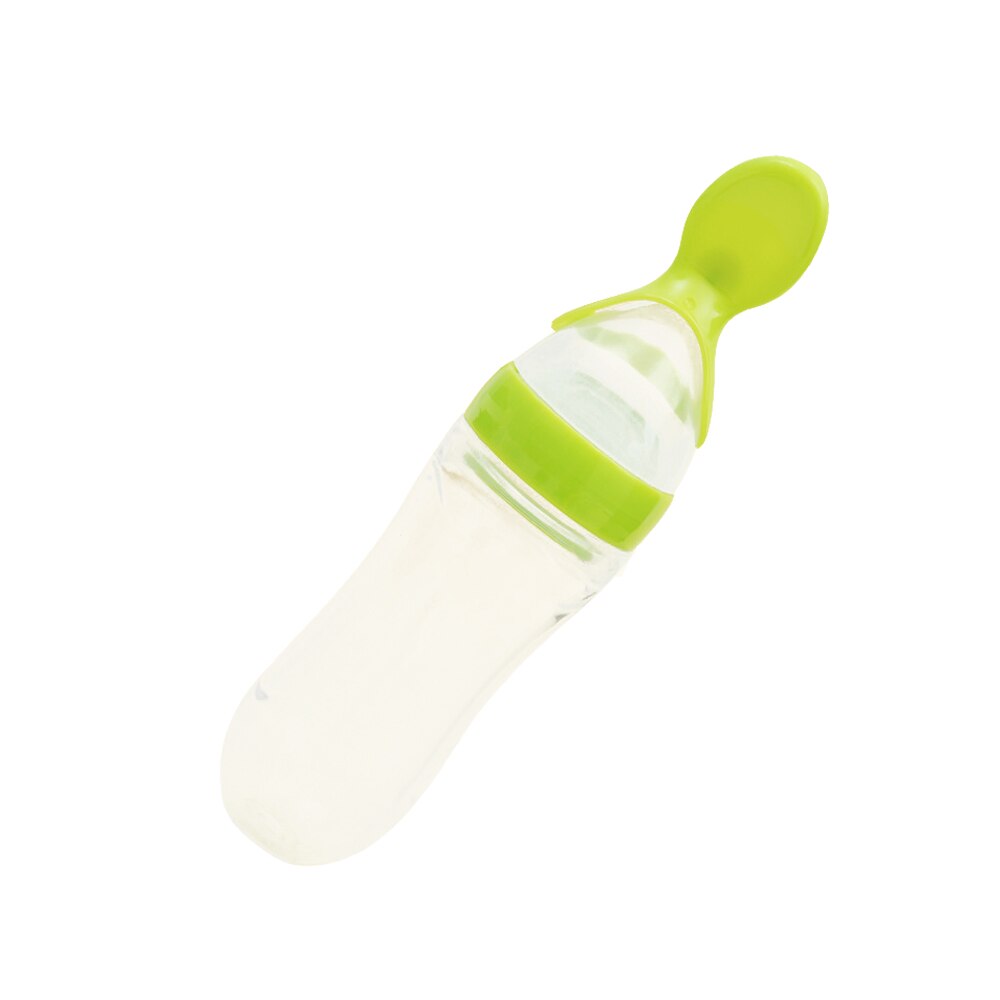 Veilig Nuttig Siliconen Baby Fles Met Lepel Voedingssupplement Rijstgraangewas Flessen Squeeze Lepel Melk Zuigfles Cup: green