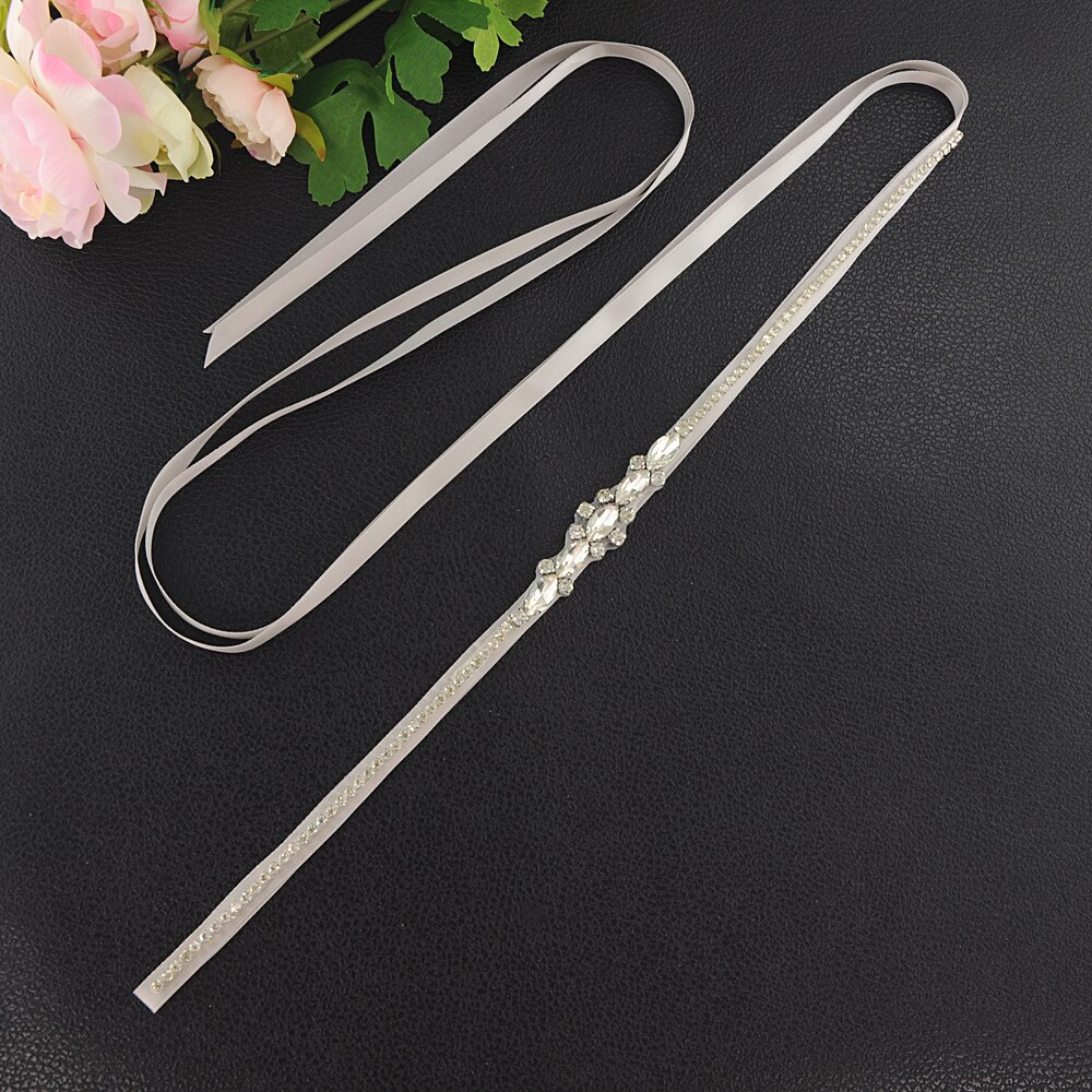ZMS386 cinturón de vestido de novia, cinturón de novia, accesorios de boda, faja de boda, cinturón de diamantes de imitación para dama de honor, cinturón para vestido de noche: gray