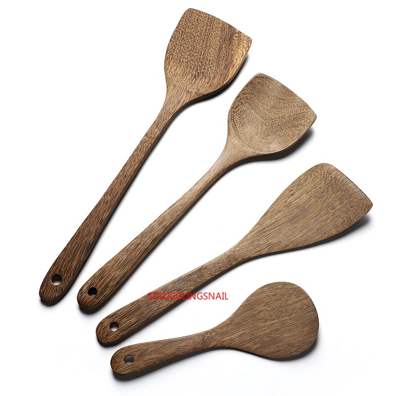 Cuchara de madera Natural para sopa, tenedor grande, cuchara para servir ensalada, conjunto de tenedor de mango largo, vajilla de madera, utensilios de cocina