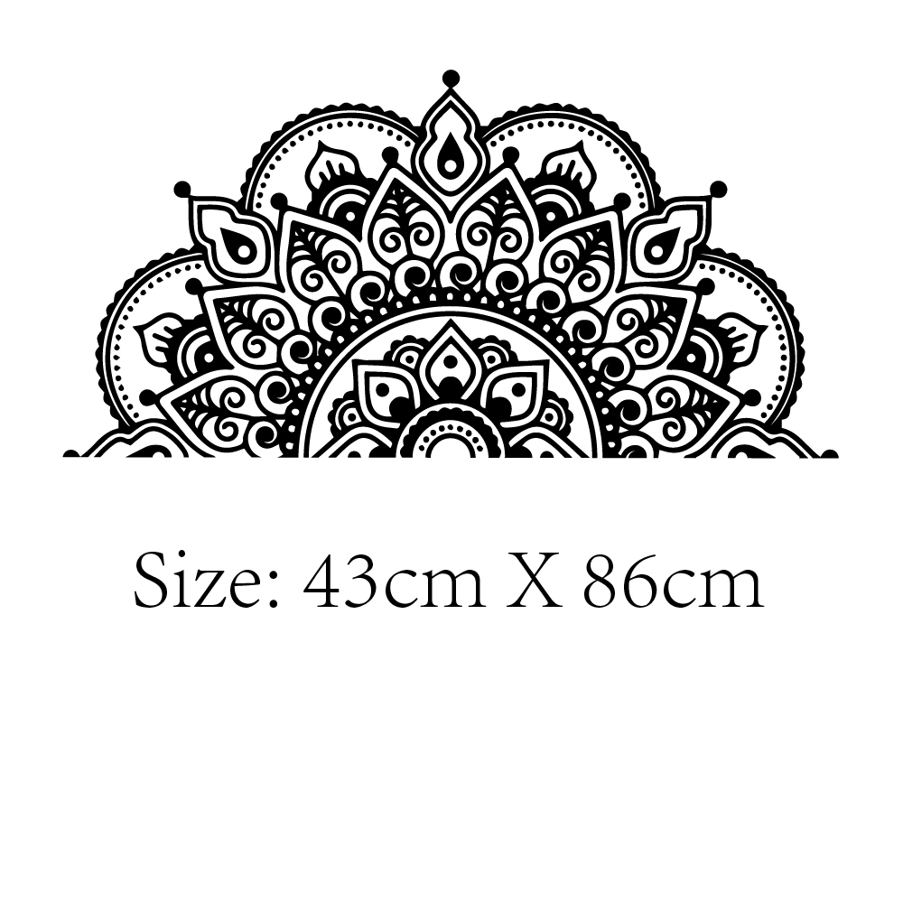 Demi Mandala autocollant Mural pour maison tête de lit pour méditation Yoga amovible vinyle autocollant Art Mural salon chambre murale: H41-4