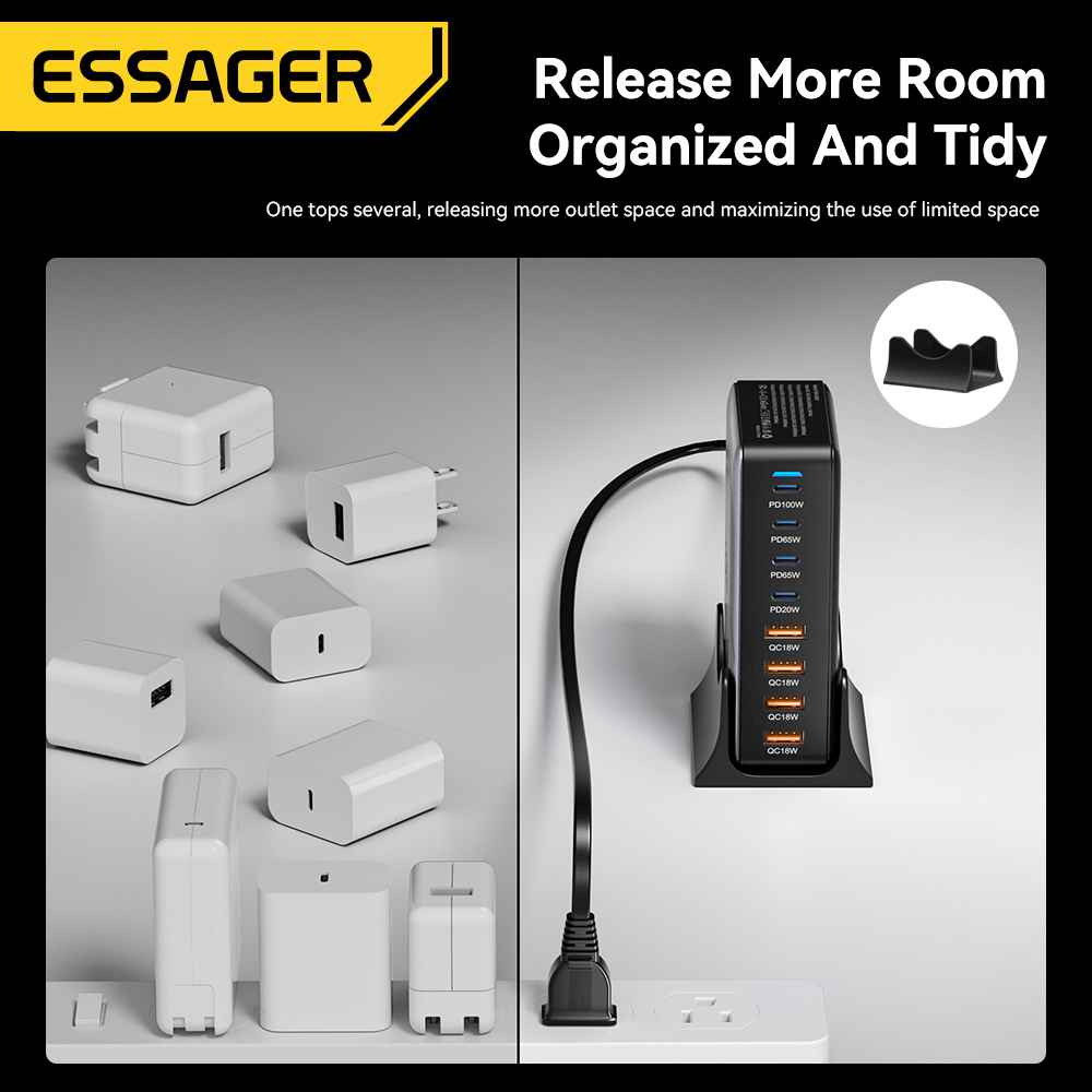 Essager 320W GaN Multi-function Charger USB Type C Desktop Charging Station PD 100W Fast Charging For iPhone iPad Mac Book Lapto